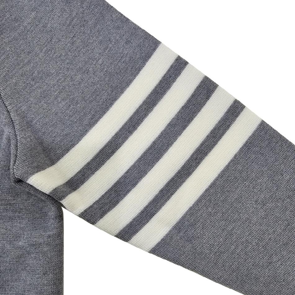 THOM BROWNE Diagonal Stripe Milano Stitch Wool Cardigan Gray Men