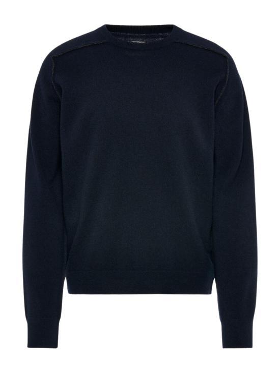 Maison Margiela Navy Wool Round Neck Sweater for Men