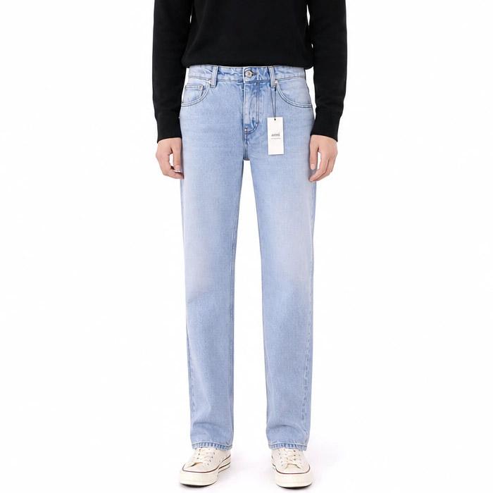 AMI Classic Fit Vintage Blue Jeans HTR001 DE0027 448
