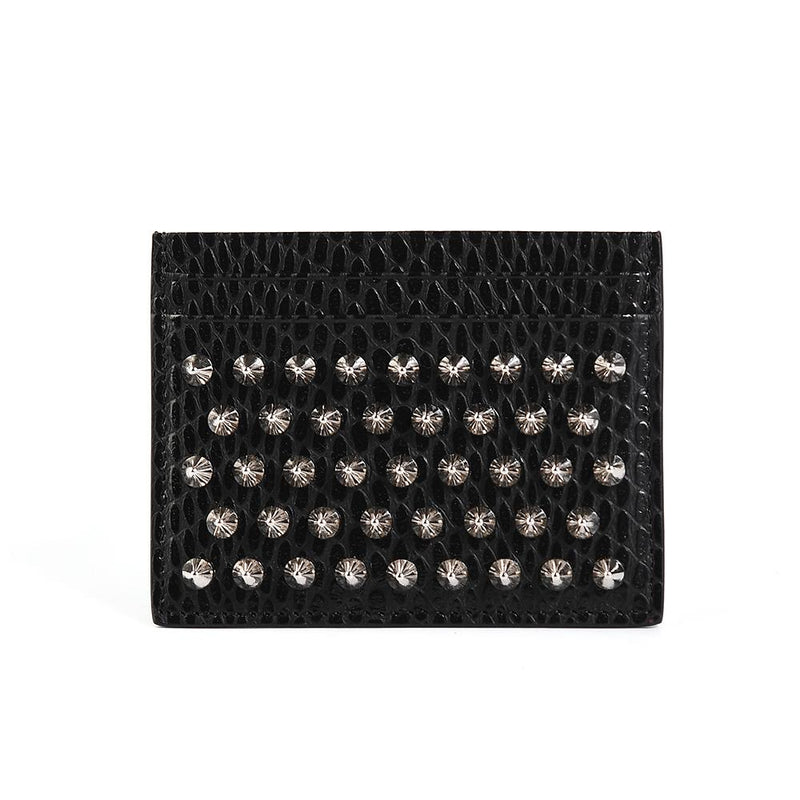 Christian Louboutin Kios Spiked Card Holder Black Leather