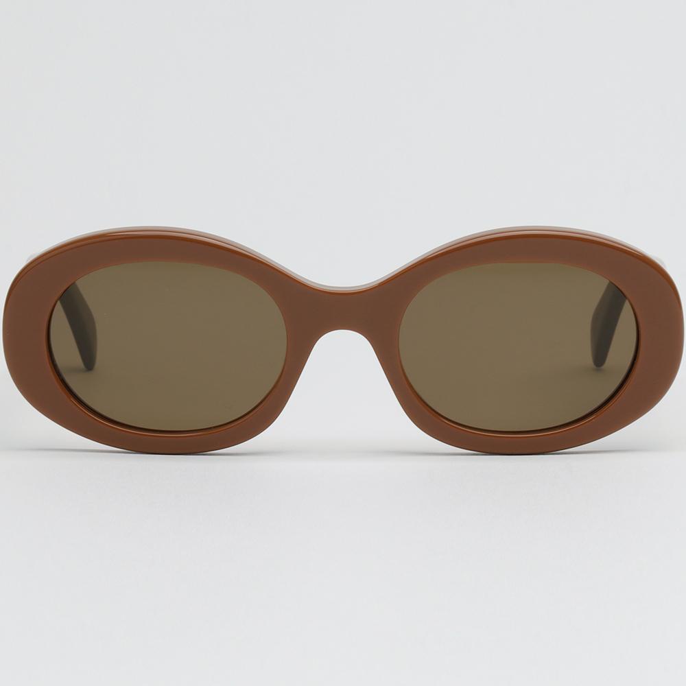 CELINE Brown Acetate Oval Triomphe Sunglasses Unisex