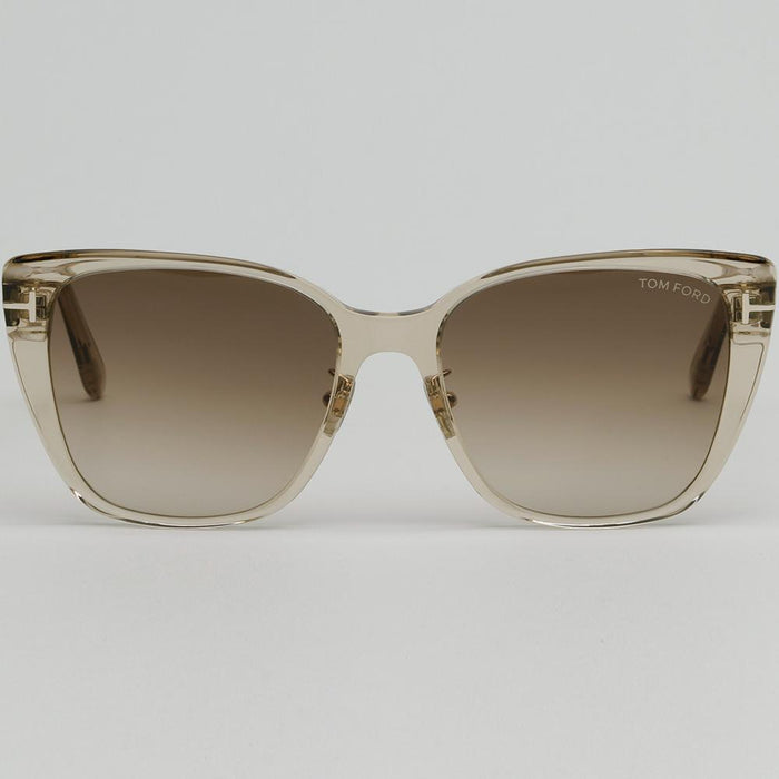 TOM FORD Transparent Brown Acetate Oversized Cat Eye Sunglasses TF1056K 45F