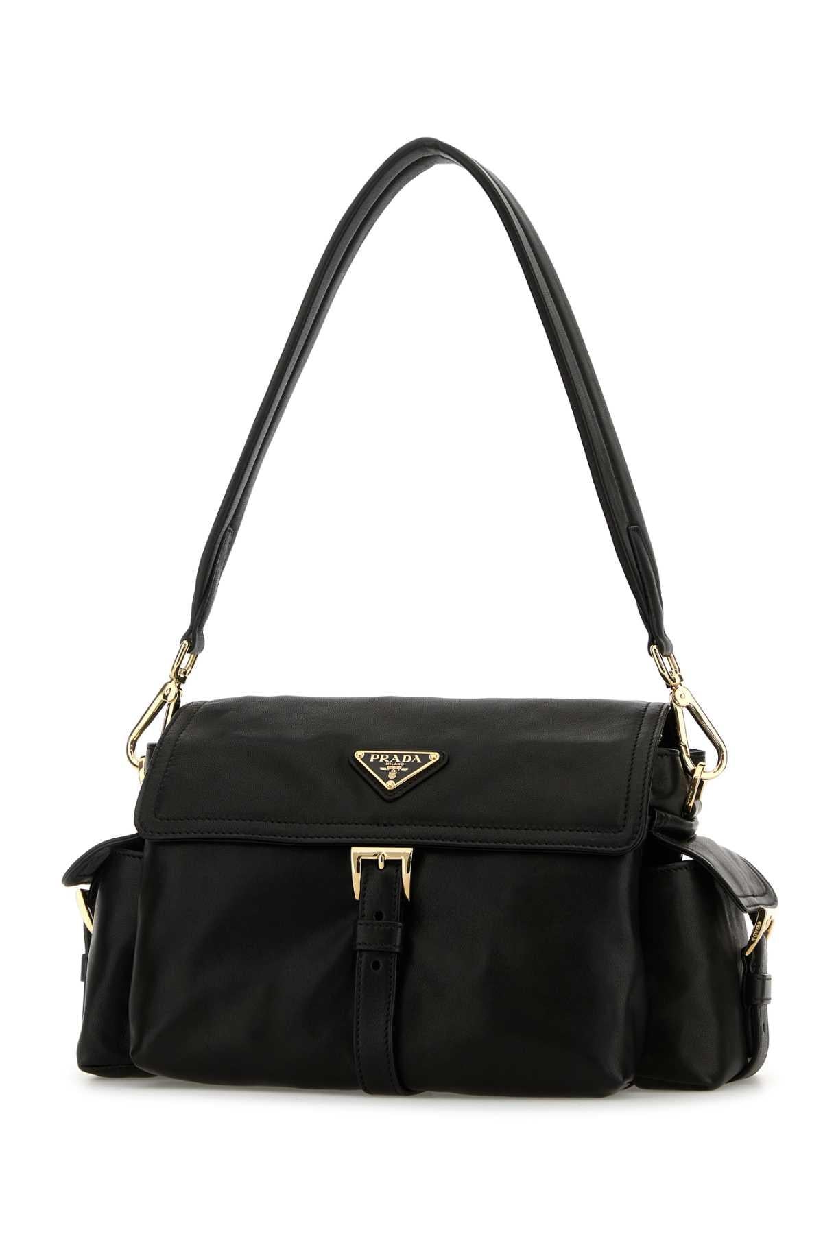 PRADA Black Leather Shoulder Bag