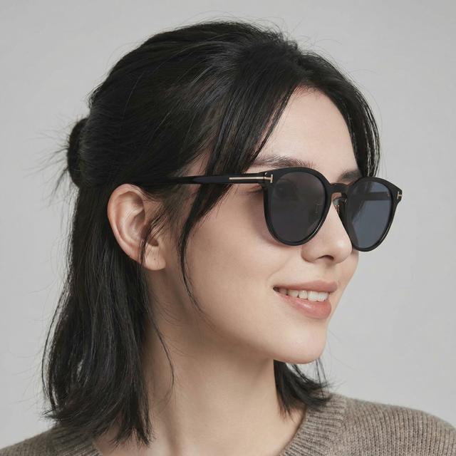 TOM FORD Asian Fit Acetate Oversized Sunglasses Black TF1052K01A