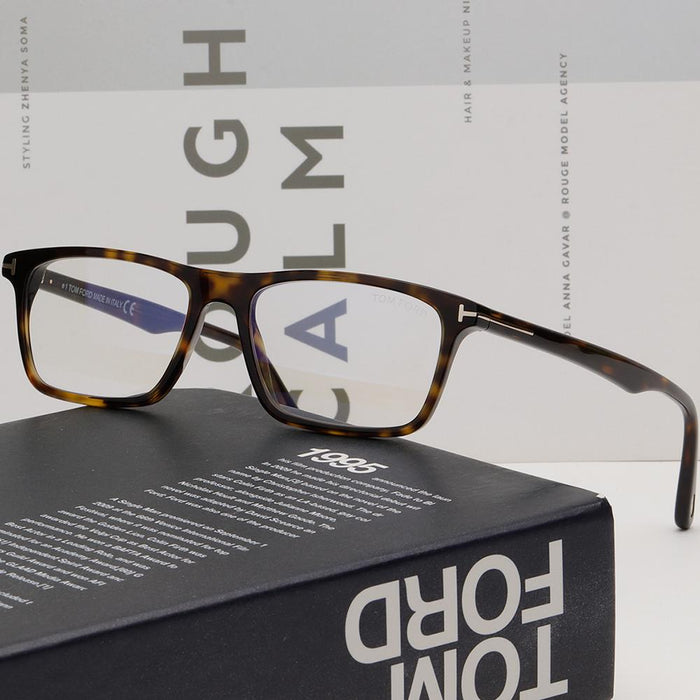 TOM FORD Blue Light Blocking Square Tortoise Acetate Eyeglasses TF5681 B 052