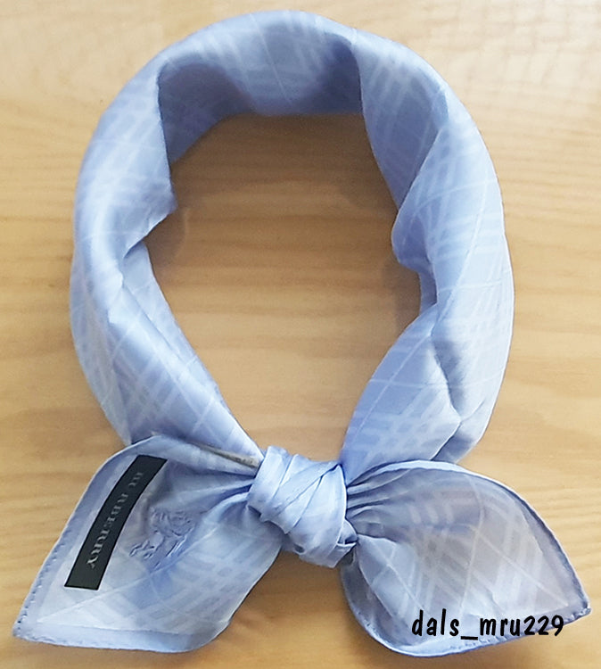 BURBERRY Diagonal Horse Logo Petite Scarf Sky Blue Unisex Scarf