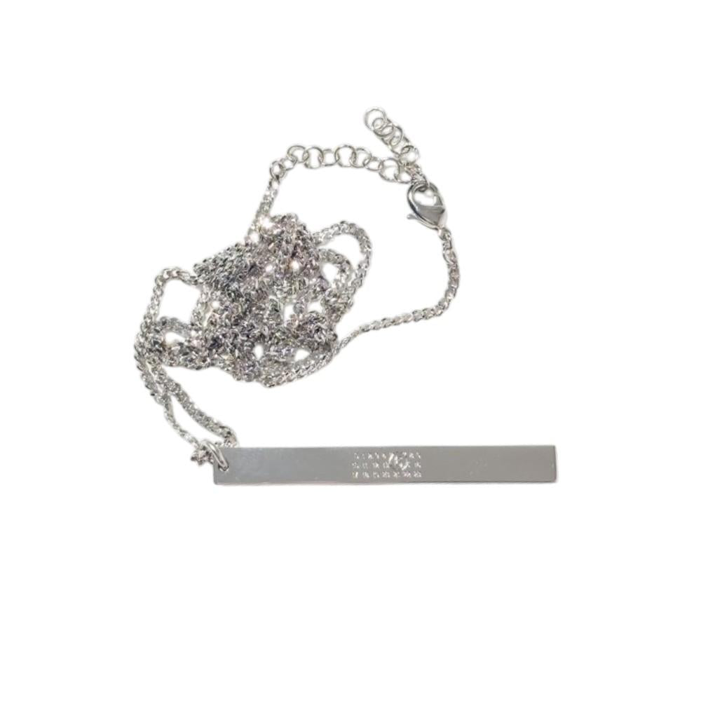 MM6 Number Logo Bar Pendant Necklace Silver-Tone Unisex Jewelry