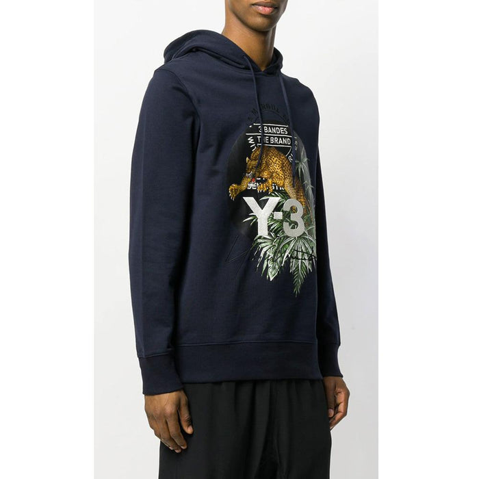 Y-3 Dark Navy Jaguar Print Hooded T-Shirt