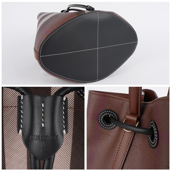BURBERRY Giant Check Drawstring Bucket Shoulder Bag 8112239