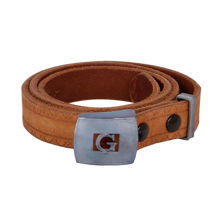 GOLDEN GOOSE Vintage G Logo Buckle Leather Belt Black Men