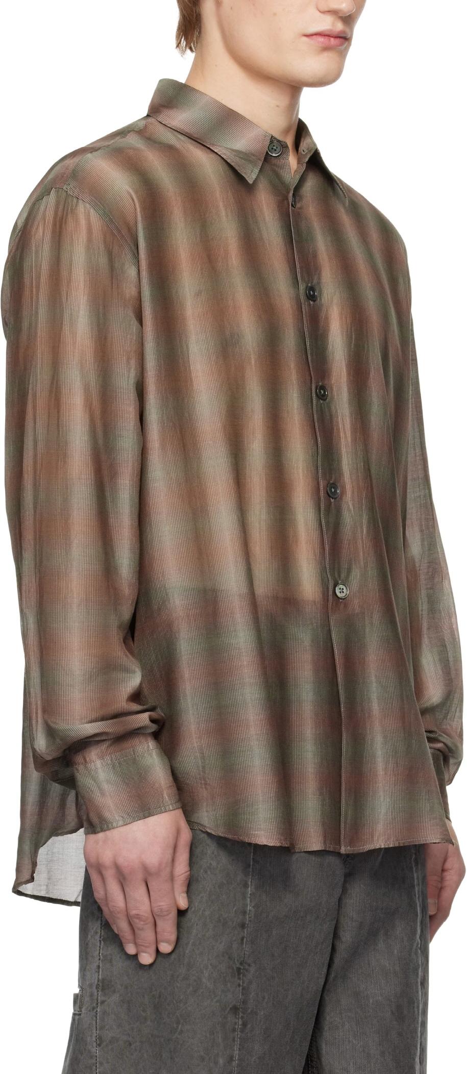 OUR LEGACY Screen Check Cotton Silk Beyond Long Sleeve Shirt M4242BRC