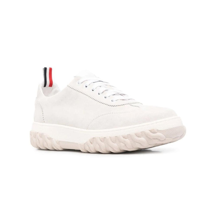 THOM BROWNE Calf Suede Cable-Knit Sole Low-Top Sneakers White MFD254AL0037 100