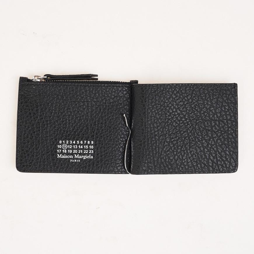 Maison Margiela Four-Stitch Leather Money Clip Wallet Black