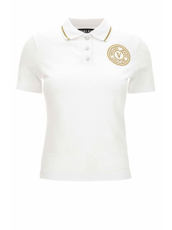 Versace Short Sleeve Polo Shirt 80HAGT02 CJ01T G03 WHITE GOLD DOM