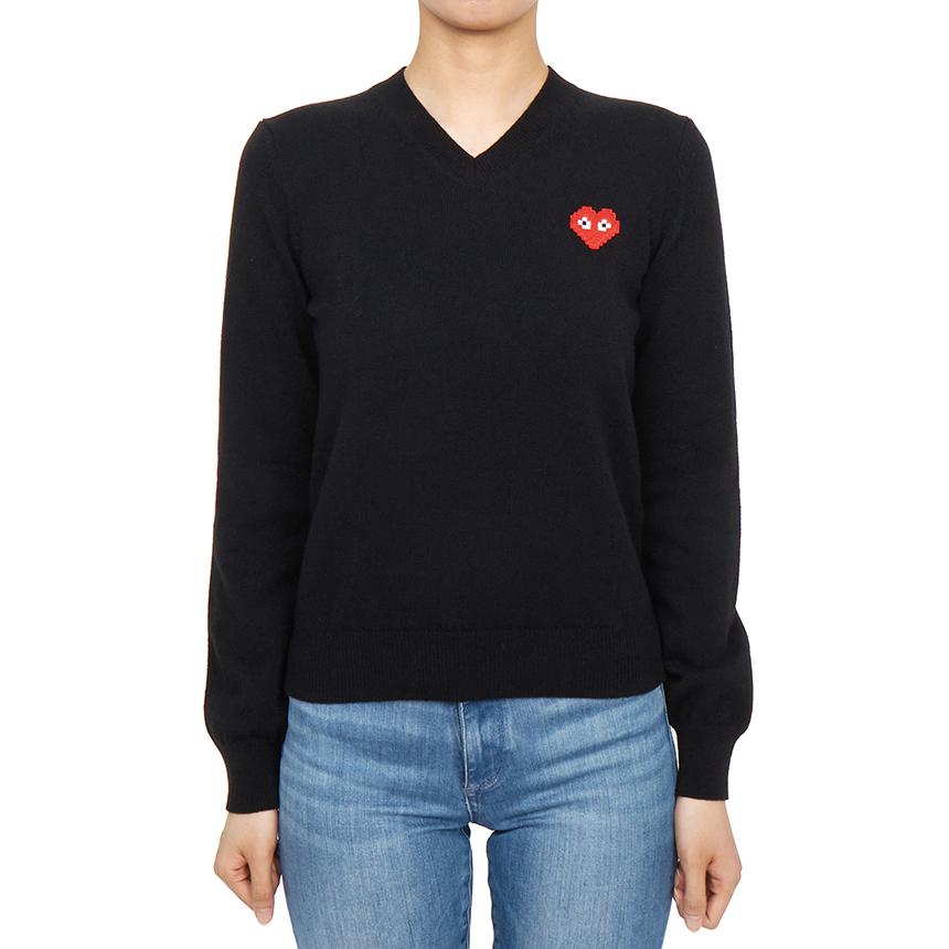 Comme des Garcons Invader Pixel Patch V-Neck Knit Sweater for Wome AZ N081 051 1