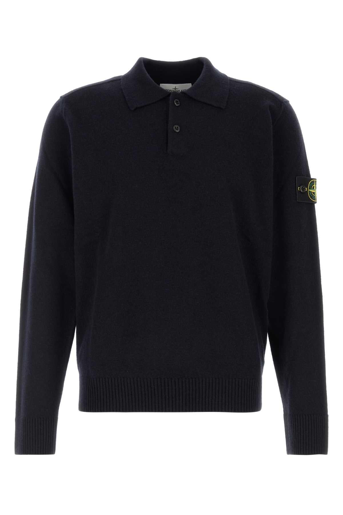 STONE ISLAND Navy Wool Knit Cardigan for Men