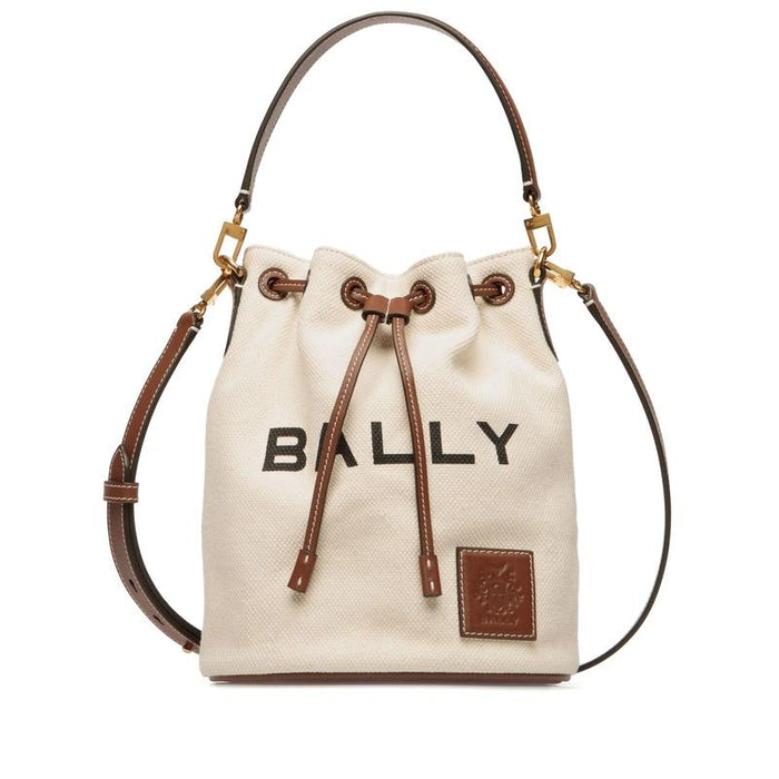 BALLY Akalle Bucket Shoulder Bag Ivory Canvas Leather