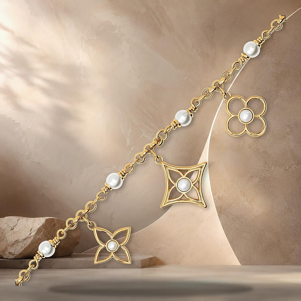 Louis Vuitton Pearly Flower Bracelet Gold-Tone Metal M1973A