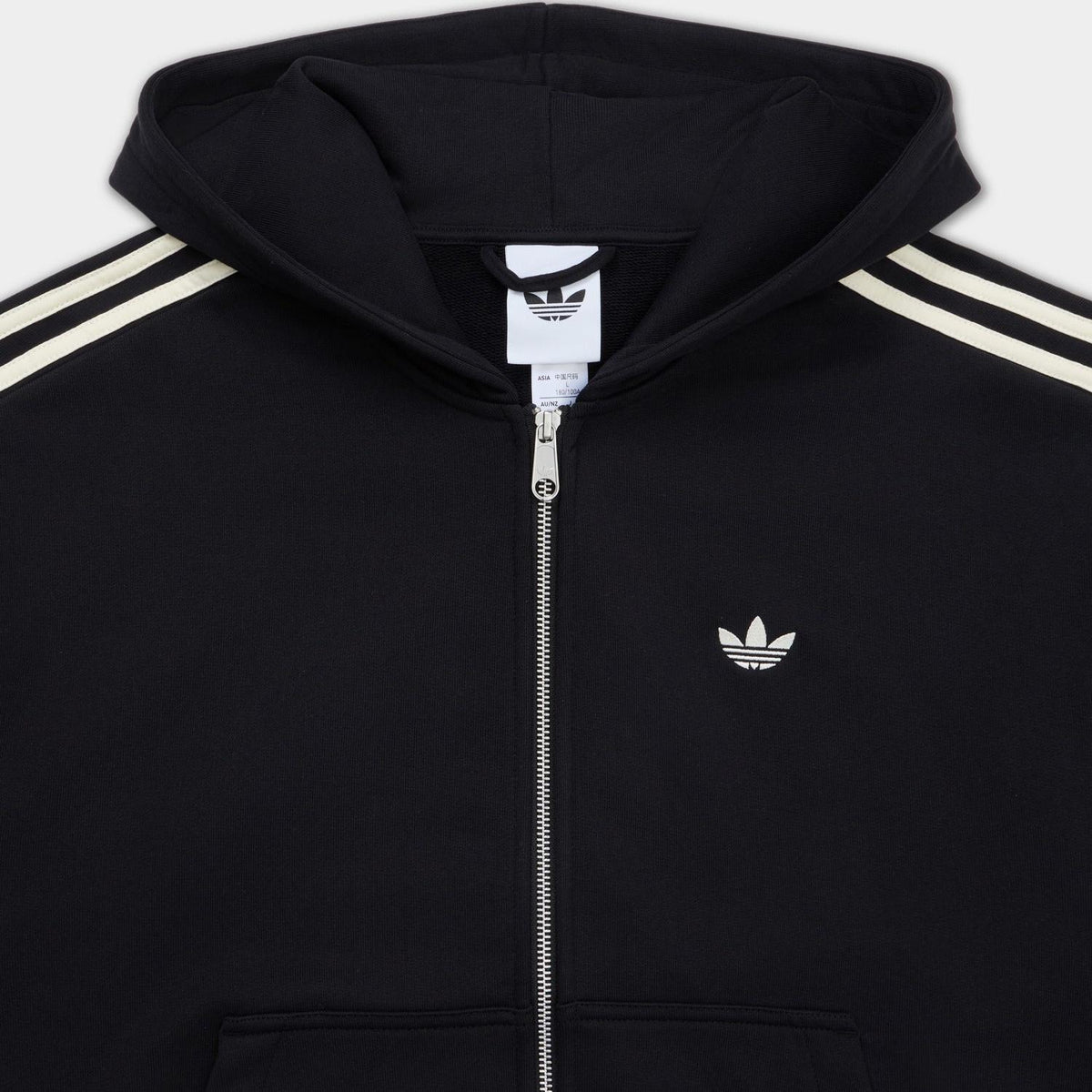 Adidas 3-Stripes Full-Zip Hoodie Black Unisex Outerwear KC9315
