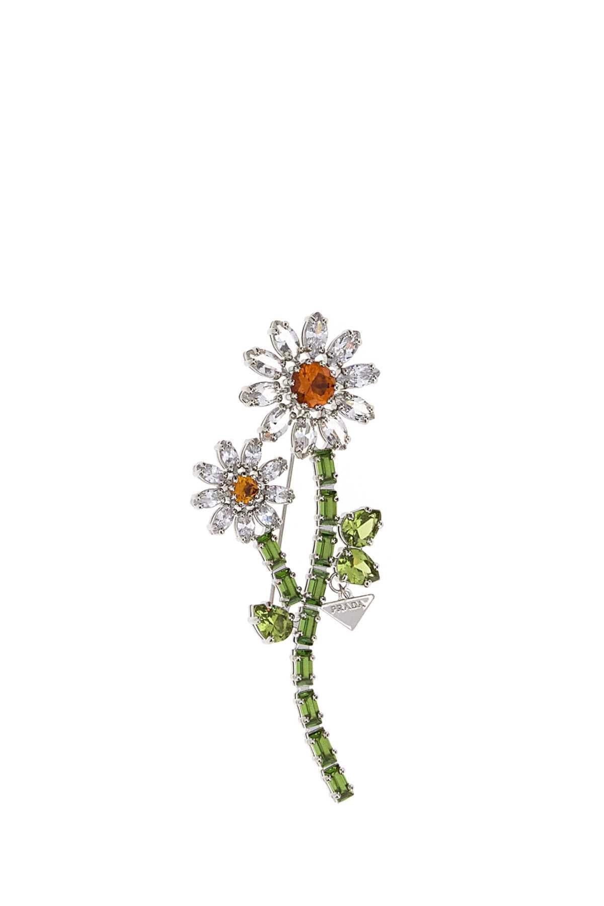 PRADA Silver Tone Logo Brooch