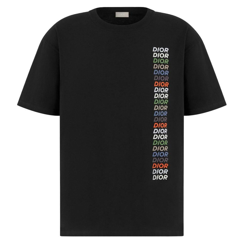 DIOR MEN Multi Logo Relaxed Fit Short Sleeve T-Shirt Black