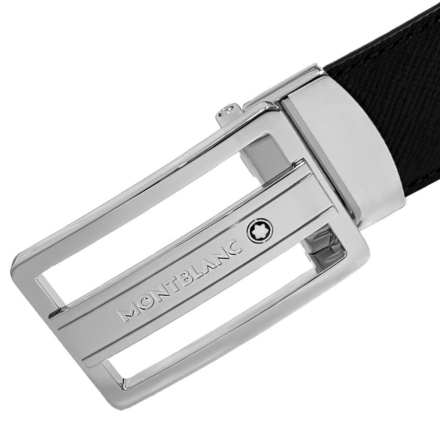 Montblanc Saffiano Reversible Black Belt with Square Buckle