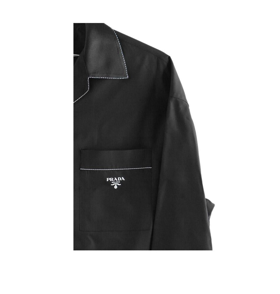 PRADA Stitch Detail Silk Long Sleeve Shirt