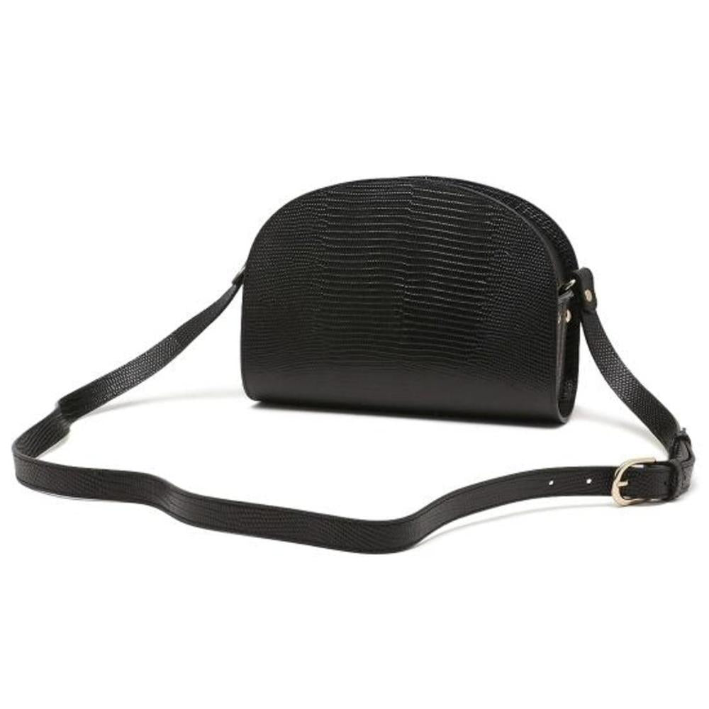 A.P.C. Demi-Lune Leather Crossbody Bag Black