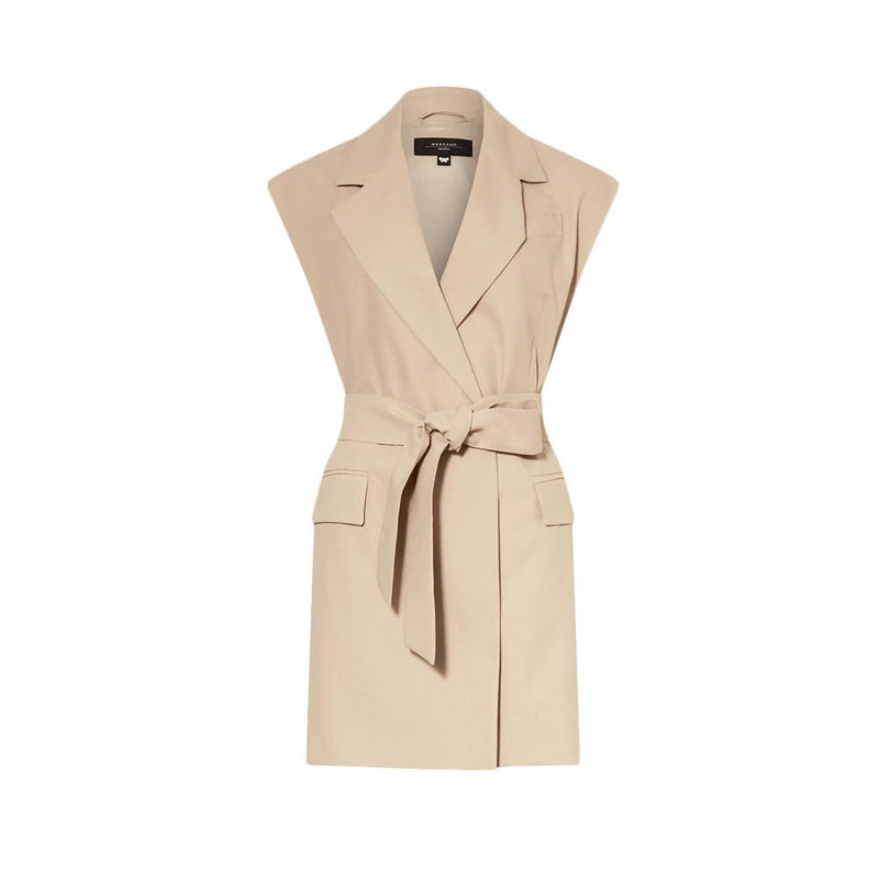 Max Mara Beige Detroit Sleeveless Belted Jacket 2525286011 001
