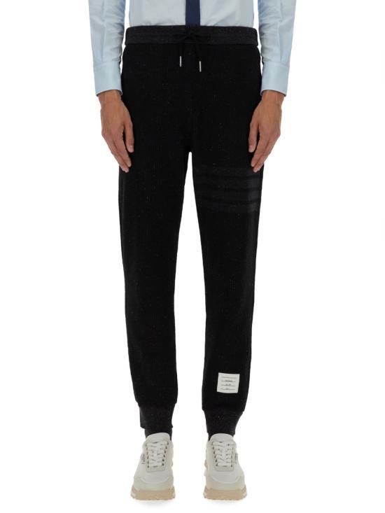 THOM BROWNE Black Cotton Jogger Sweatpants for Men MJQ199A J01420