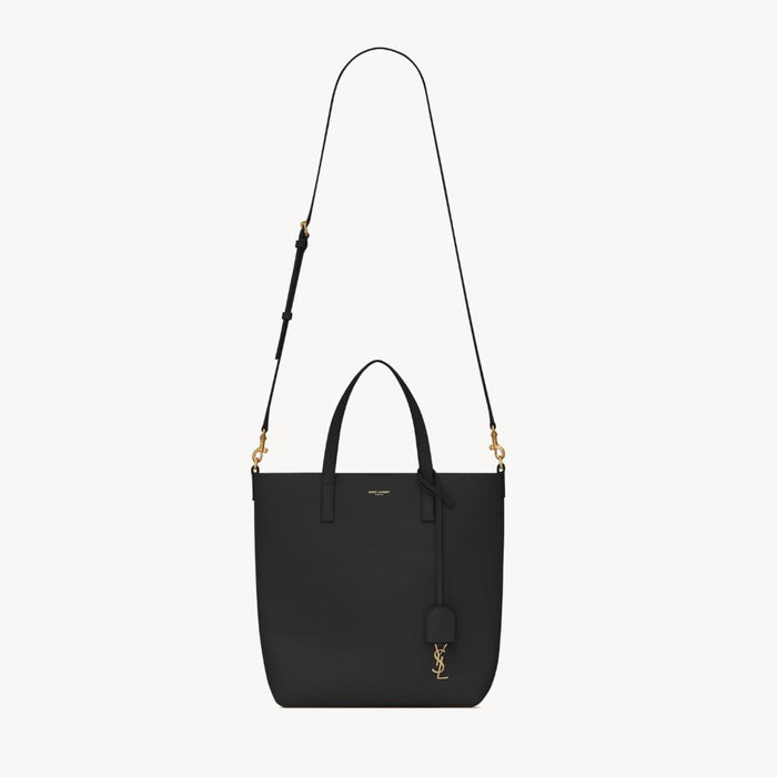 Saint Laurent Black Leather Shopping Tote Bag