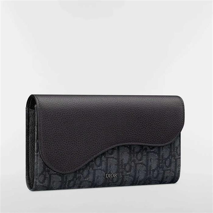 DIOR Saddle Long Wallet Black Leather Men’s Accessory