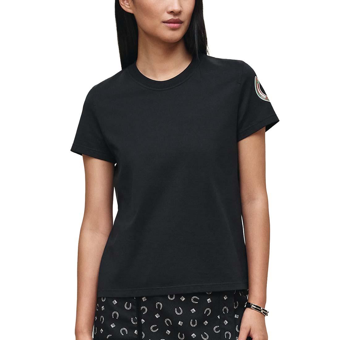 HERMES Printed Straight Short Sleeve Cotton T-Shirt Noir