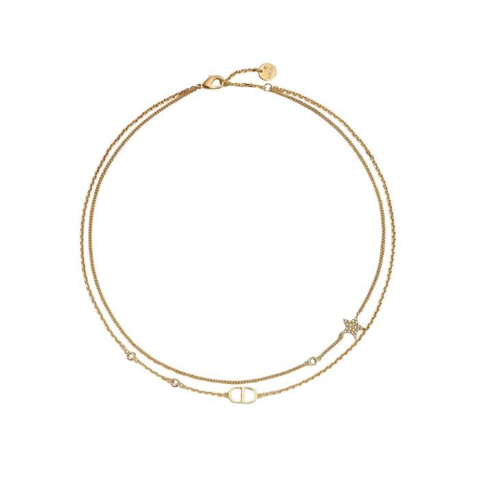 DIOR Petit CD Double Necklace Gold-Tone Metal Pendant