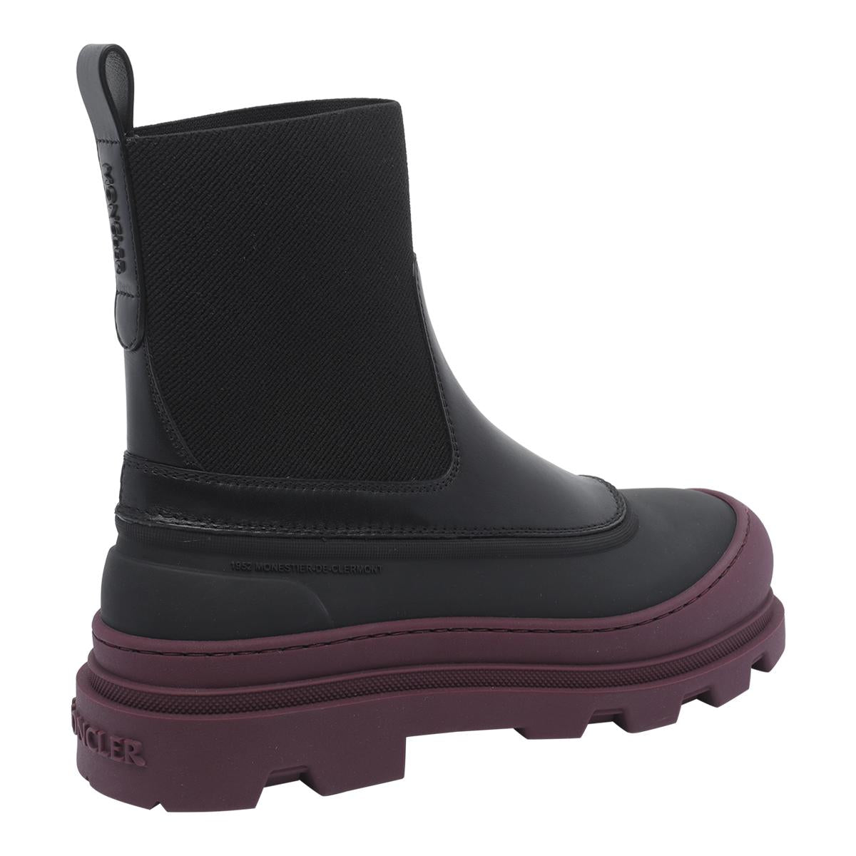 Moncler Black Leather Ankle Boots