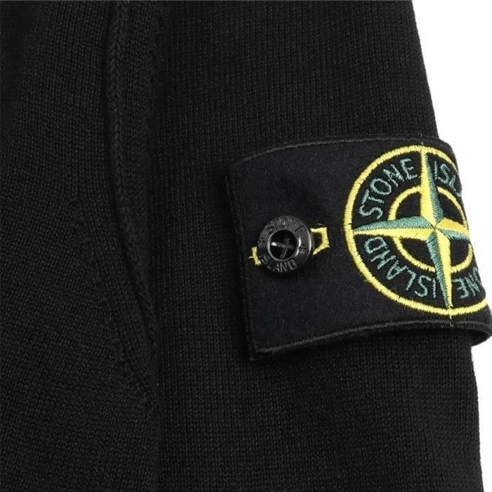 STONE ISLAND Organic Cotton V-Neck Cardigan Black Men’s