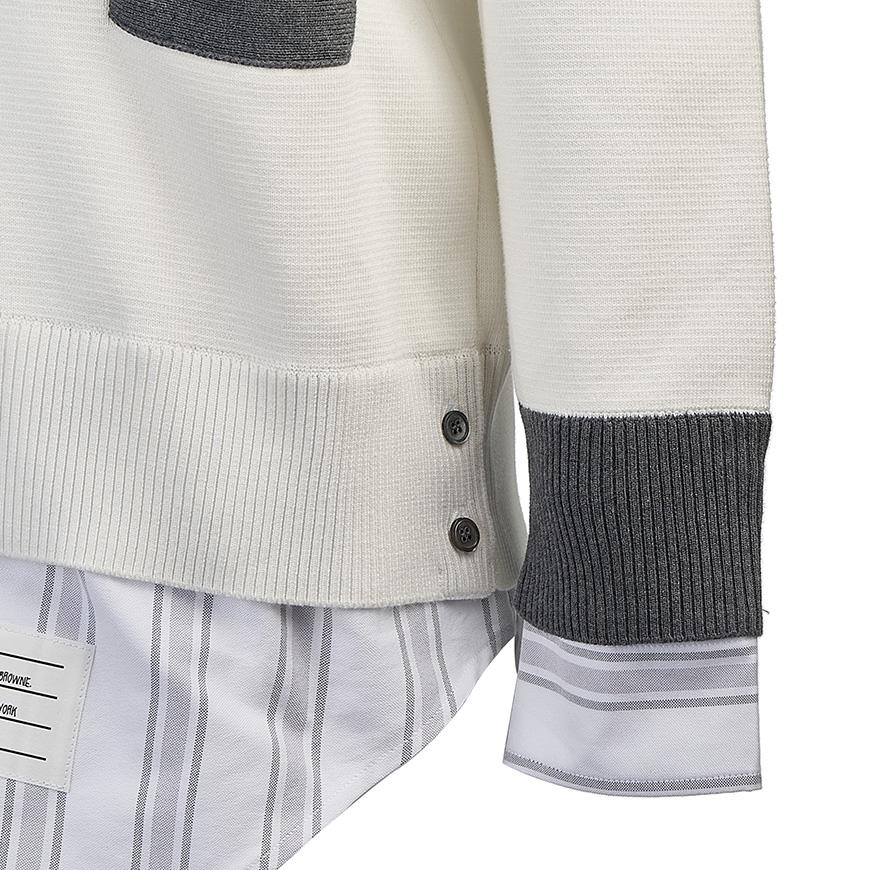 THOM BROWNE Women's 4-Bar Stripe Oxford Shirt Cardigan FKC534A Y3007 100