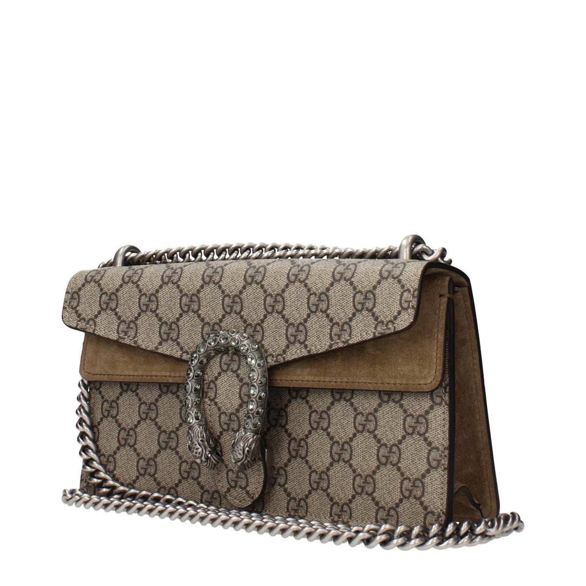 GUCCI Beige Canvas Leather Shoulder Bag