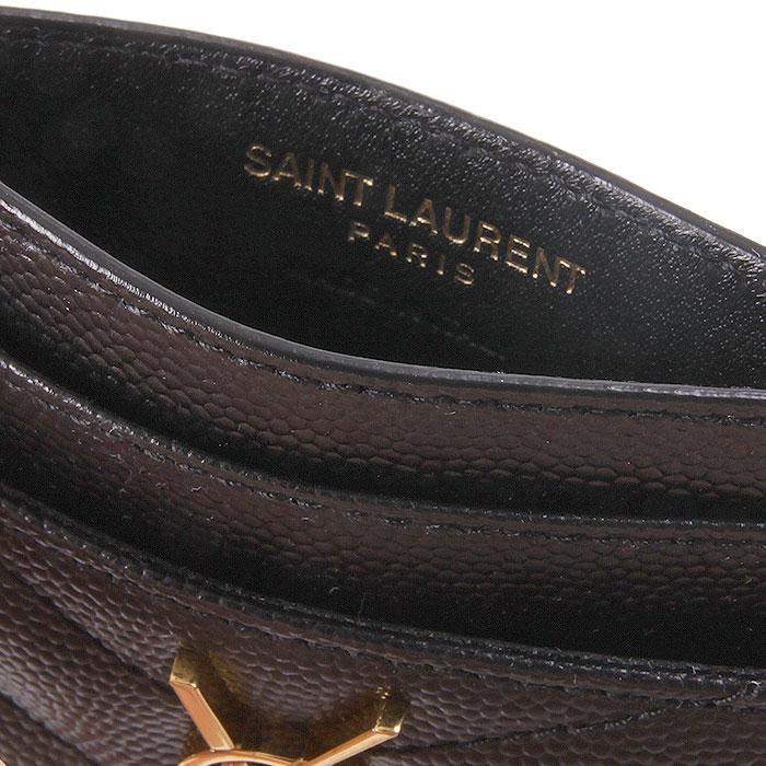 Saint Laurent Gold-Tone Cassandre Matelassé Leather Card Holder