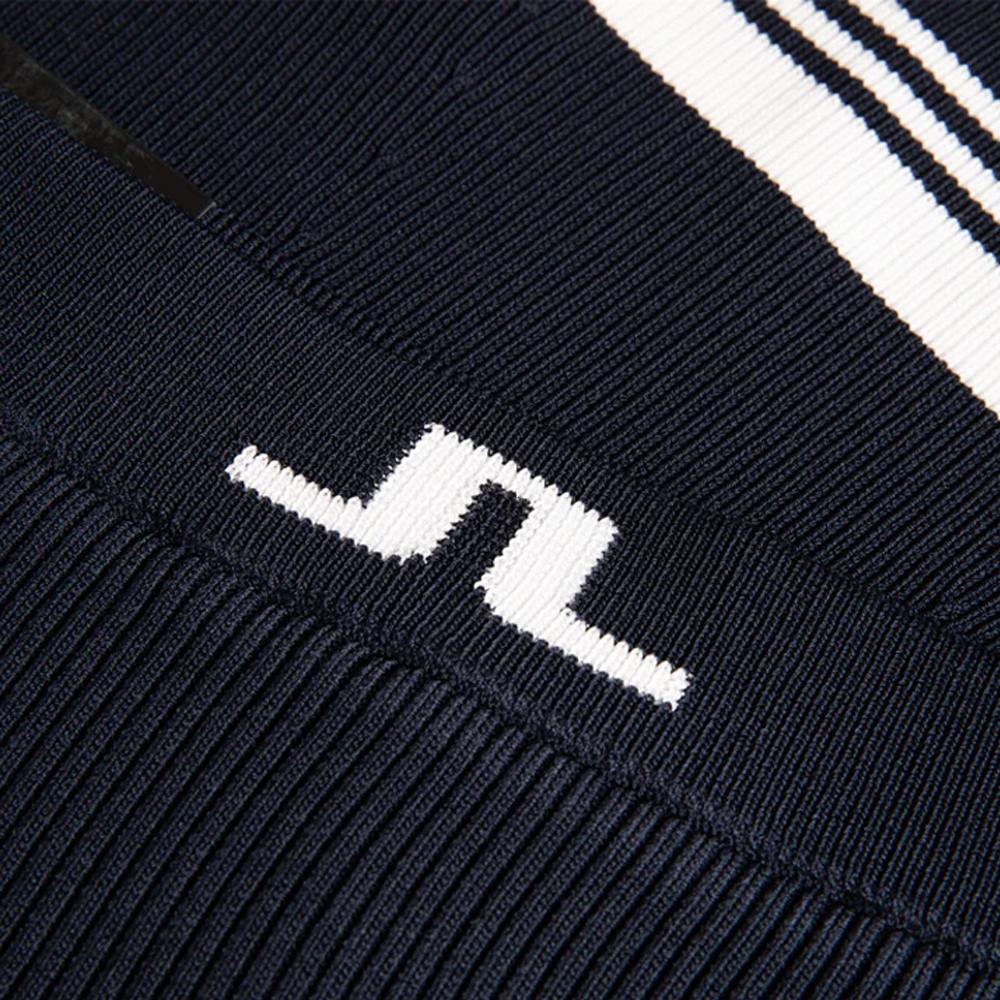 J LINDEBERG Frida Stripe Knit Midi Skirt Navy