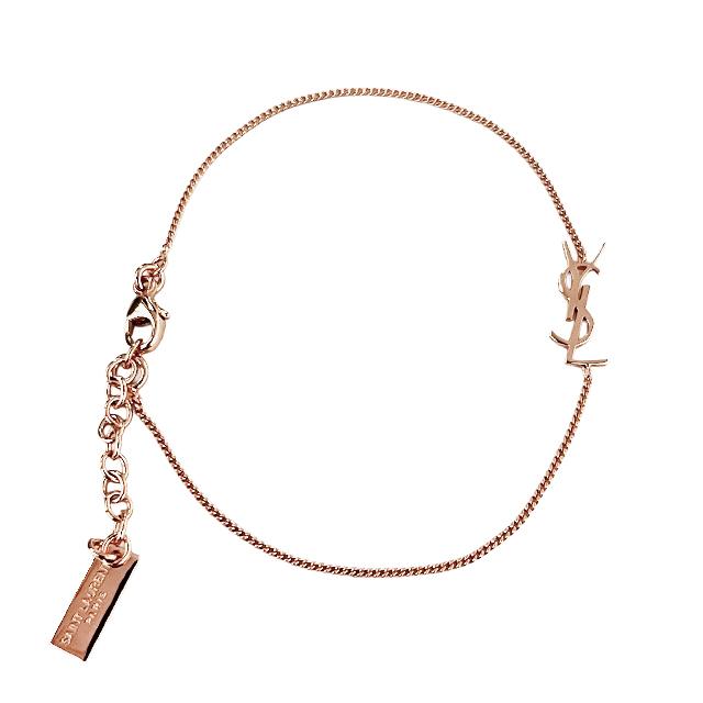 Saint Laurent Opium YSL Logo Charm Bracelet Rose Gold