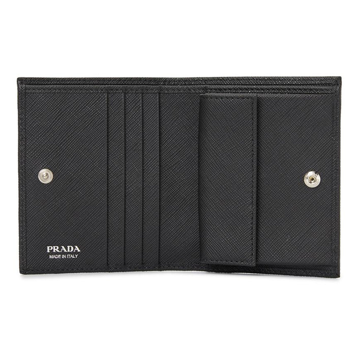 PRADA Saffiano Triangle Leather Women’s Bifold Wallet