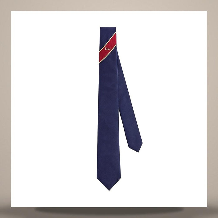 DIOR Regimental Stripe Silk Tie Navy Blue Red Yellow 68C1047B6157C583
