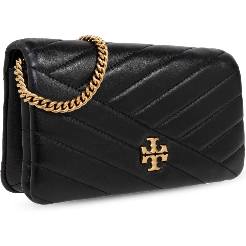 Tory Burch Kira Chevron Chain Wallet Crossbody Bag Black Leather