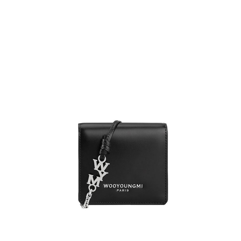 WOOYOUNGMI Black Cross Leather Bifold Wallet W251SL02 634B
