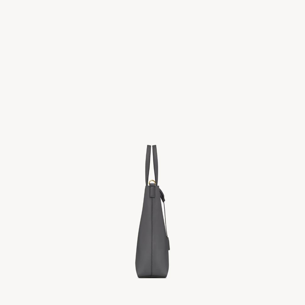 Saint Laurent Leather Shopping Tote Bag Storm