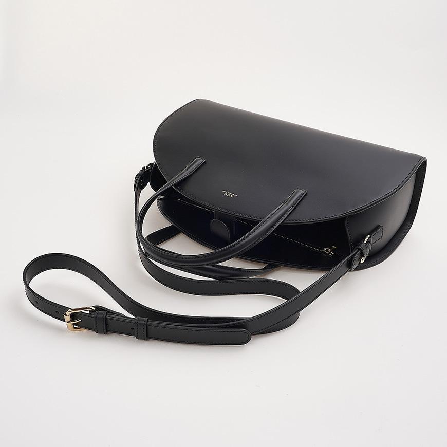 A.P.C. Demi Lune Small Tote Bag Black Leather Women’s