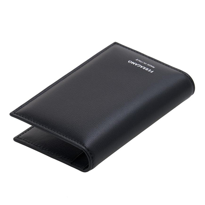 Ferragamo Black Leather Credit Card Holder for Men