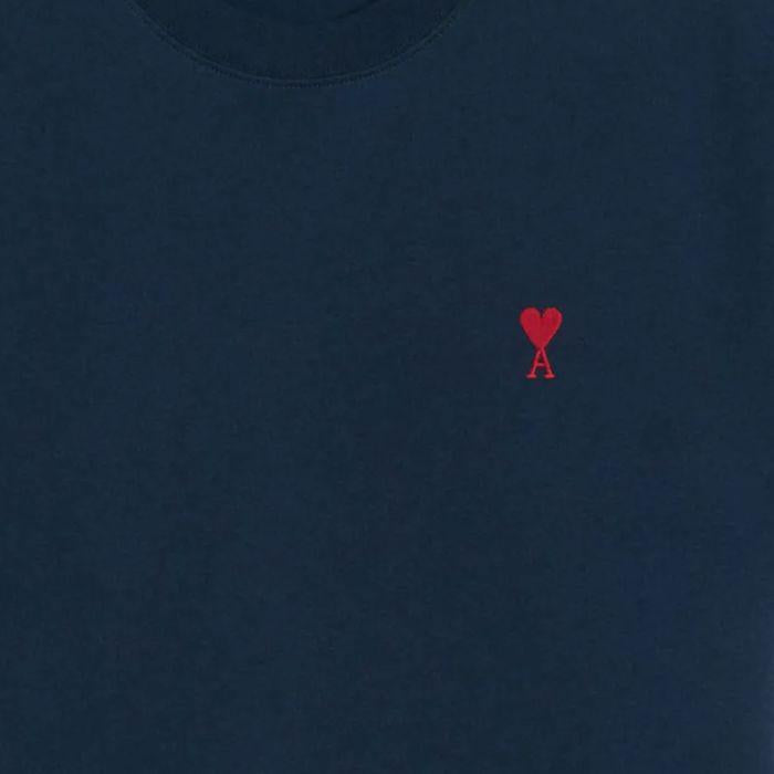 AMI Unisex Heart Logo Short Sleeve T-Shirt Navy