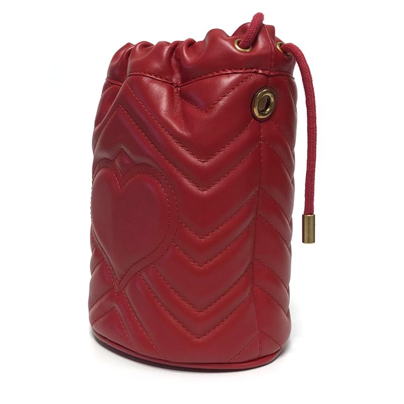GUCCI Red Marmont GG Mini Bucket Shoulder Bag 575163 6433